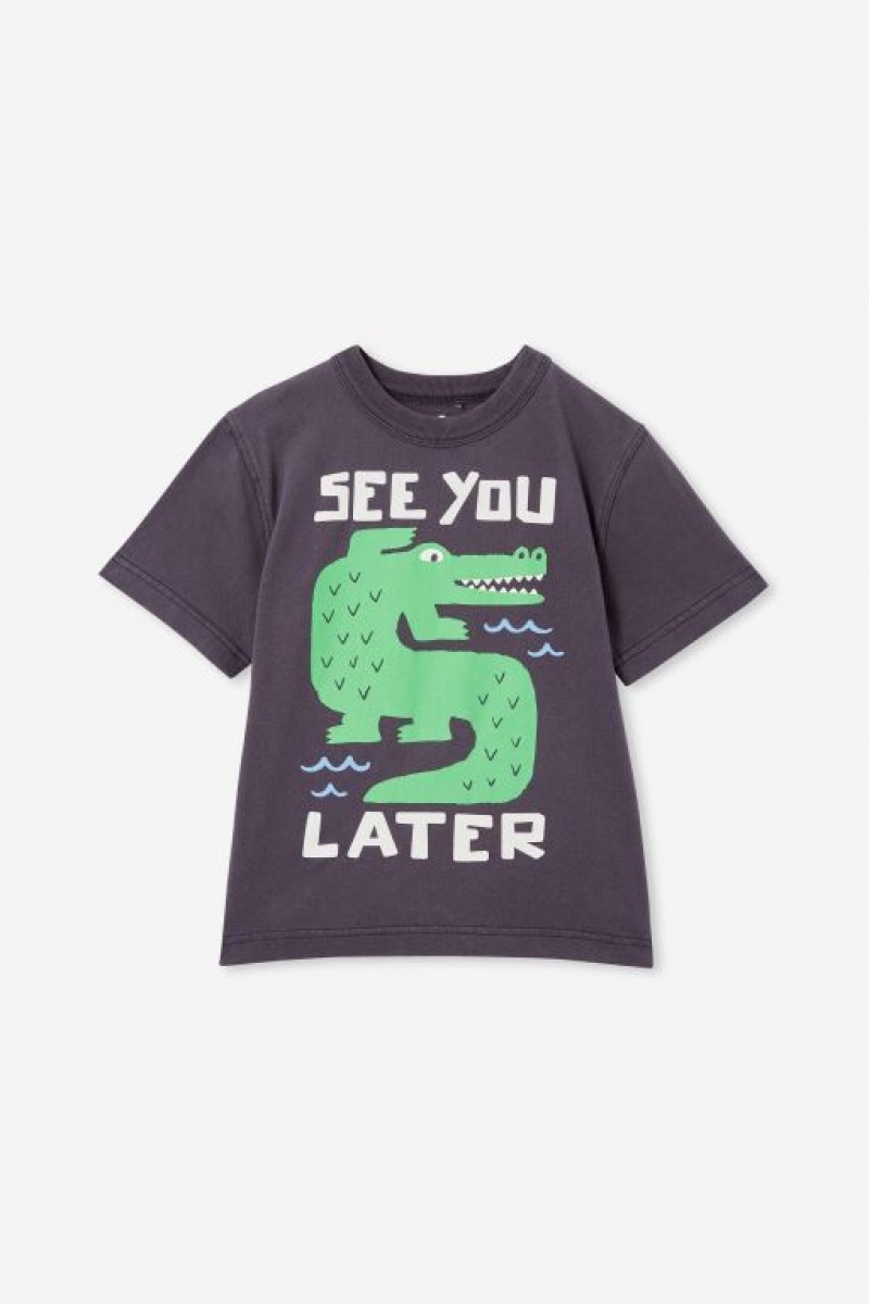 Camiseta Cotton On Jonny Corta Sleeve Print Niño Gris | KYOc3B1lRbi