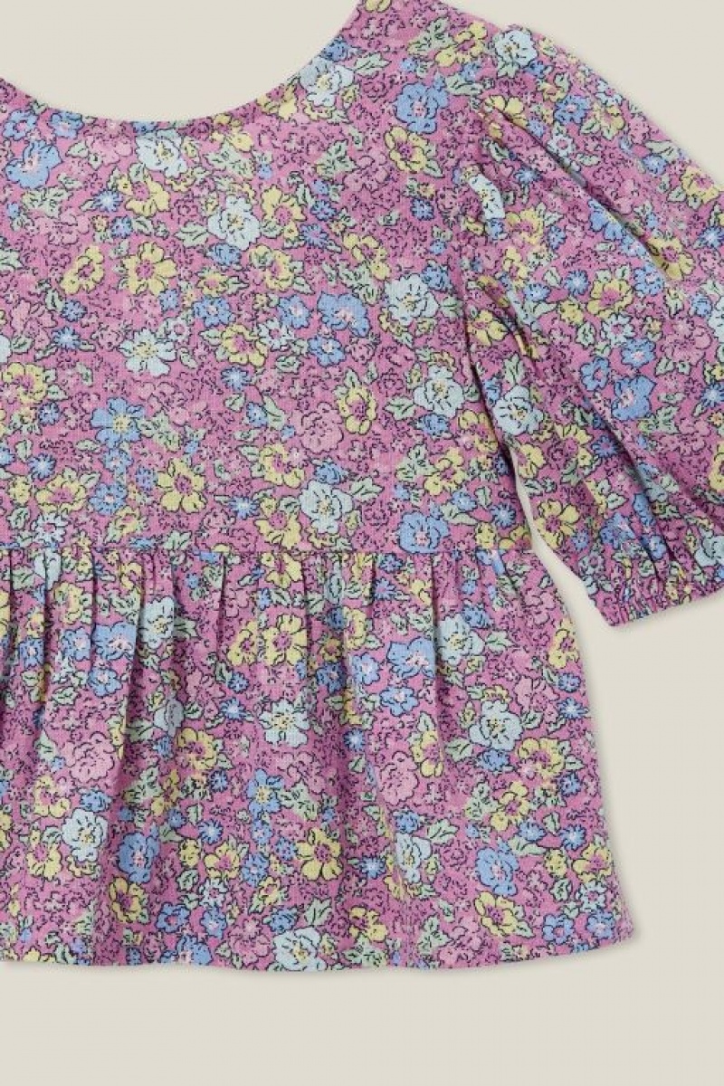 Camiseta Cotton On Leah Corta Sleeve Niña Moradas | 1orEDboABT8