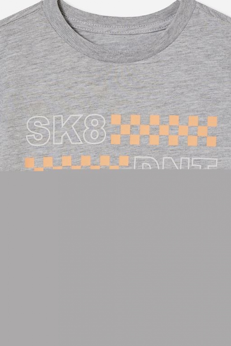 Camiseta Cotton On Max Skater Corta Sleeve Niño Gris Claro | wYX3xwicb4i
