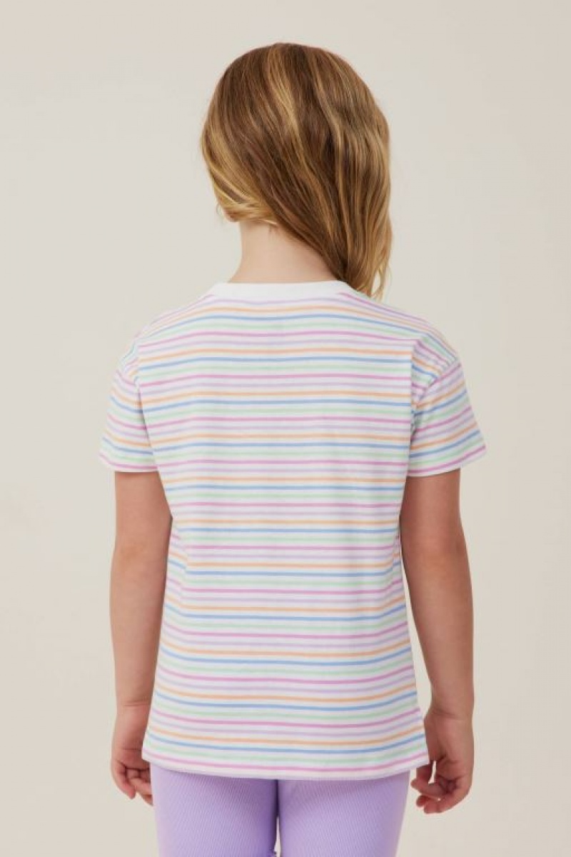 Camiseta Cotton On Poppy Corta Sleeve Print Niña Amarillo Claro Multicolor Rayadas | IQKXThfo1JM
