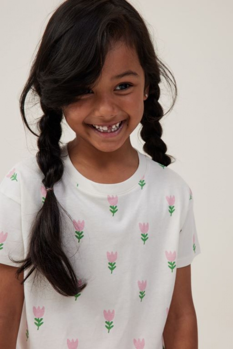 Camiseta Cotton On Poppy Corta Sleeve Print Niña Amarillo Claro | iHZHeDG3mvC