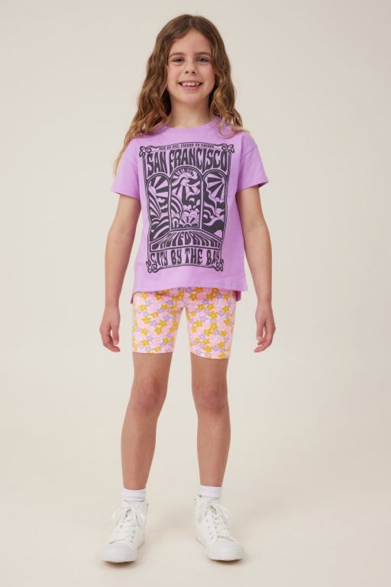 Camiseta Cotton On Poppy Corta Sleeve Print Niña Lavanda | uoH3Bkjhd2M
