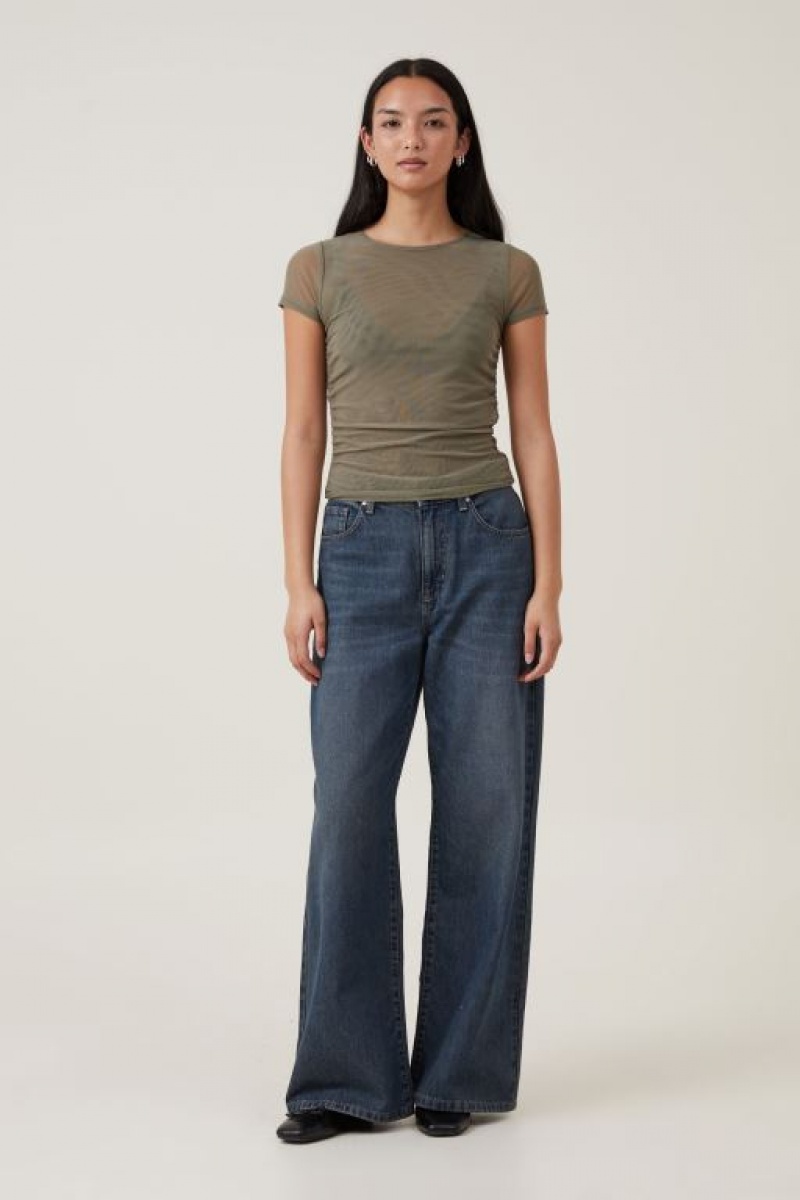 Camiseta Cotton On Rebecca Gathered Corta Sleeve Mujer Woodland | ZO4E5cRLYfe