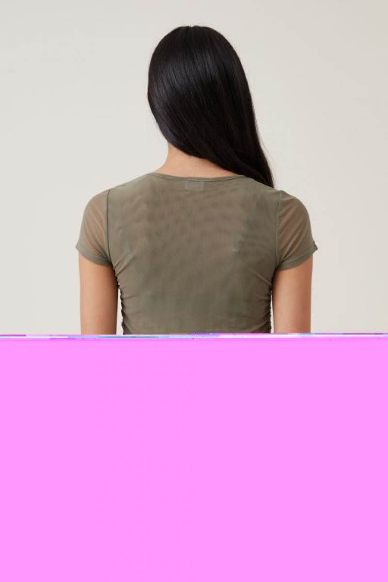 Camiseta Cotton On Rebecca Gathered Corta Sleeve Mujer Woodland | ZO4E5cRLYfe