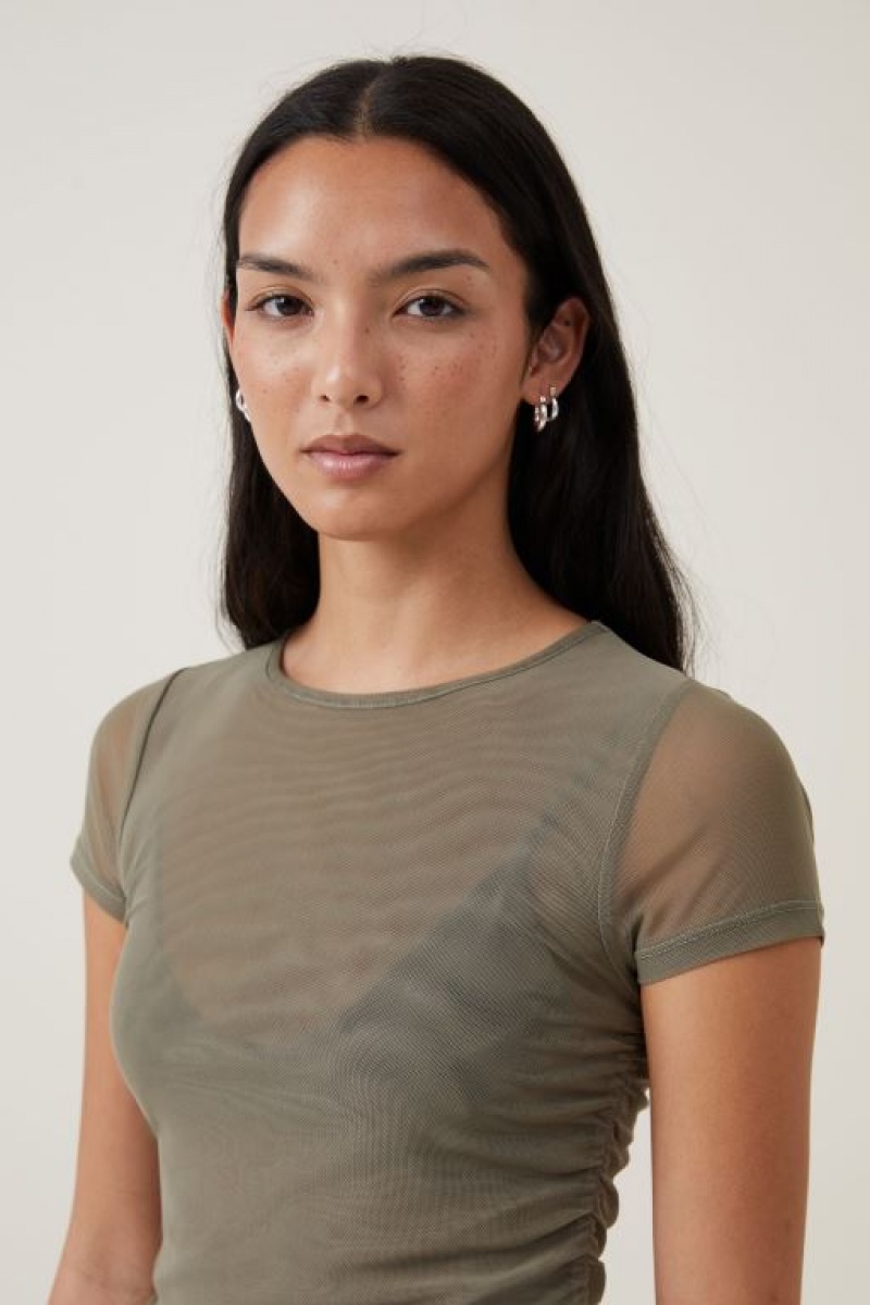 Camiseta Cotton On Rebecca Gathered Corta Sleeve Mujer Woodland | ZO4E5cRLYfe