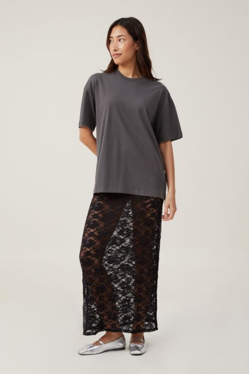 Camiseta Cotton On The Boxy Oversized Mujer Gris Oscuro | pGIq0037u7u
