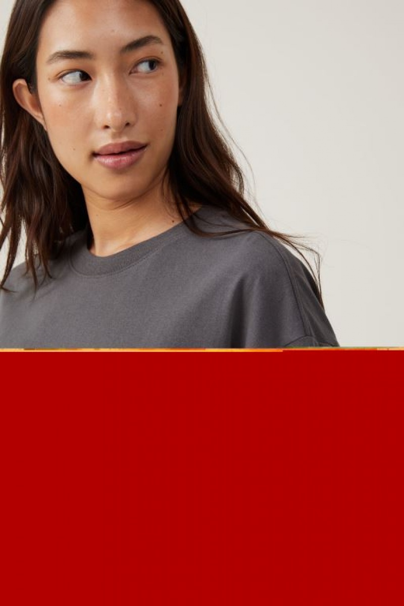 Camiseta Cotton On The Boxy Oversized Mujer Gris Oscuro | pGIq0037u7u