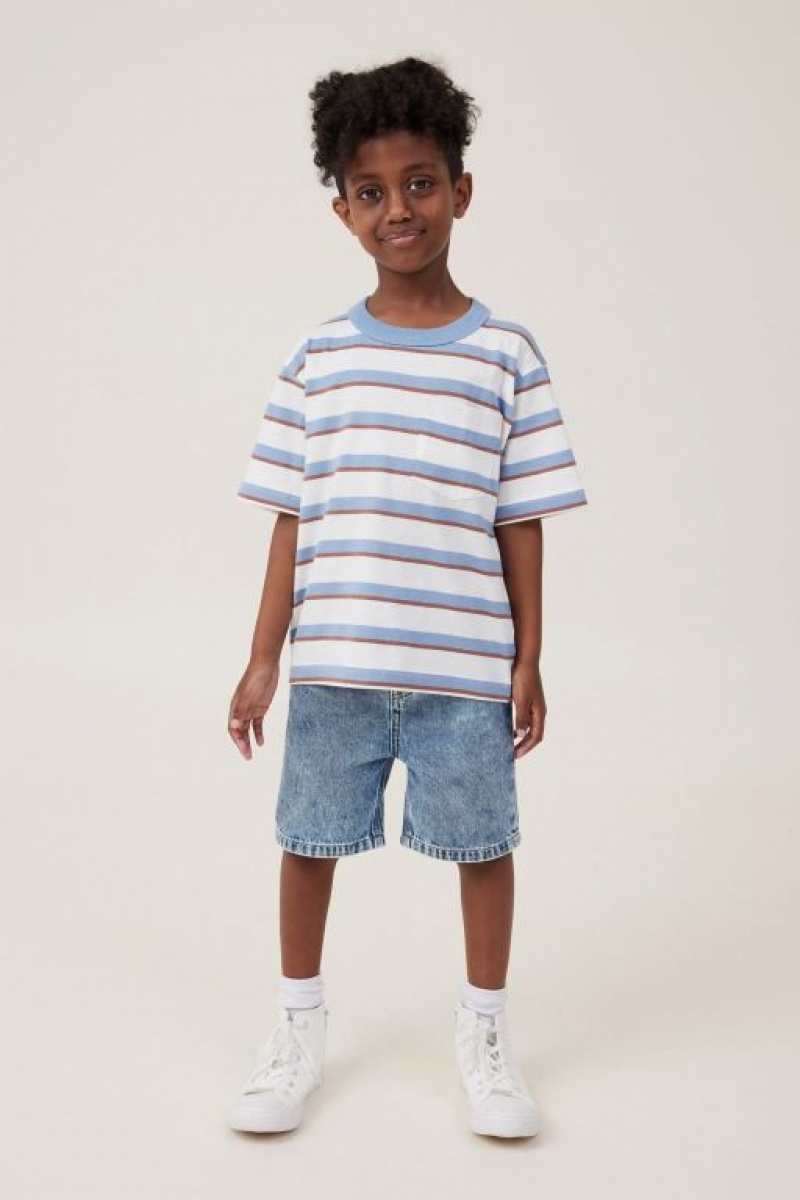 Camiseta Cotton On The Essential Corta Sleeve Niño Azules Amarillo Claro Rayadas | 4nHBb41SScG
