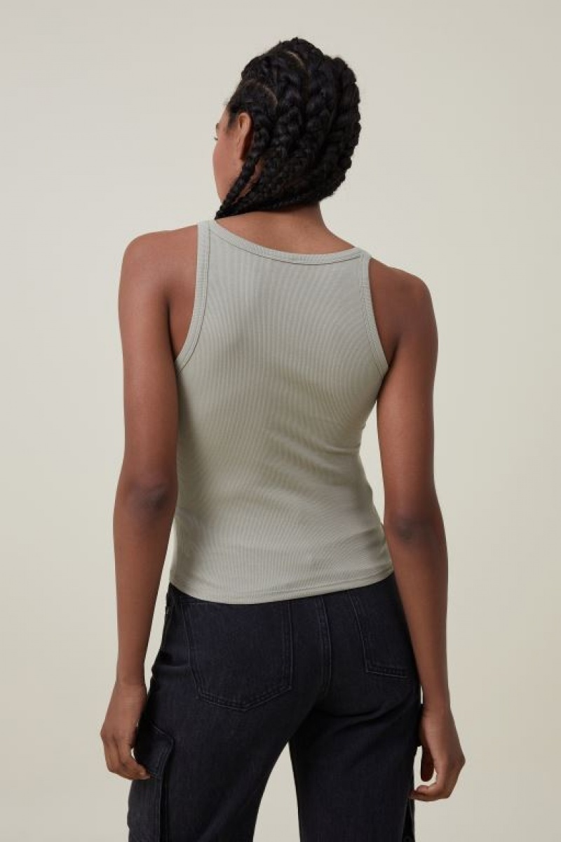 Camiseta Tirantes Cotton On Staple Rib Scoop Neck Mujer Verde Oliva | QgH0vFP9RDA