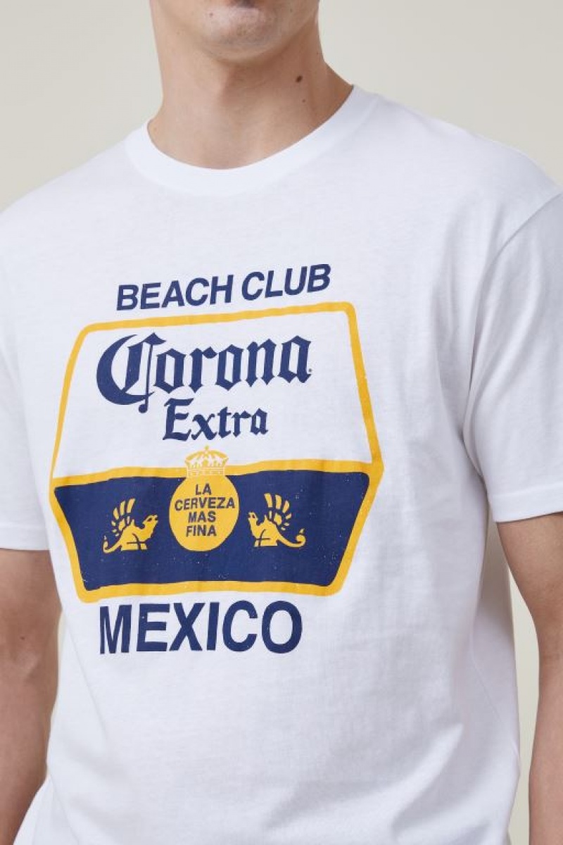 Camisetas Estampadas Cotton On Corona Premium Loose Fit Hombre Blancas | MXVM6oXQRO7