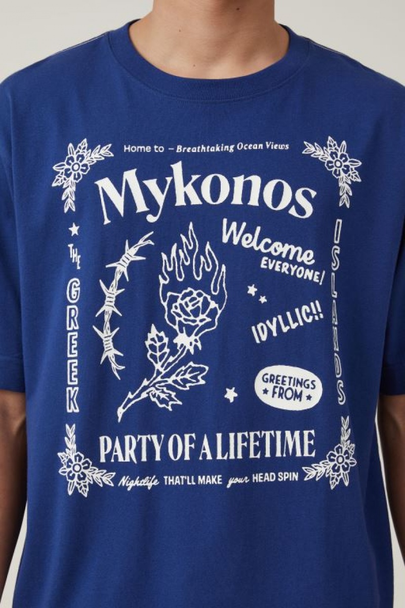 Camisetas Estampadas Cotton On Corta Fit Hombre Azules | vOApXyRSAk8