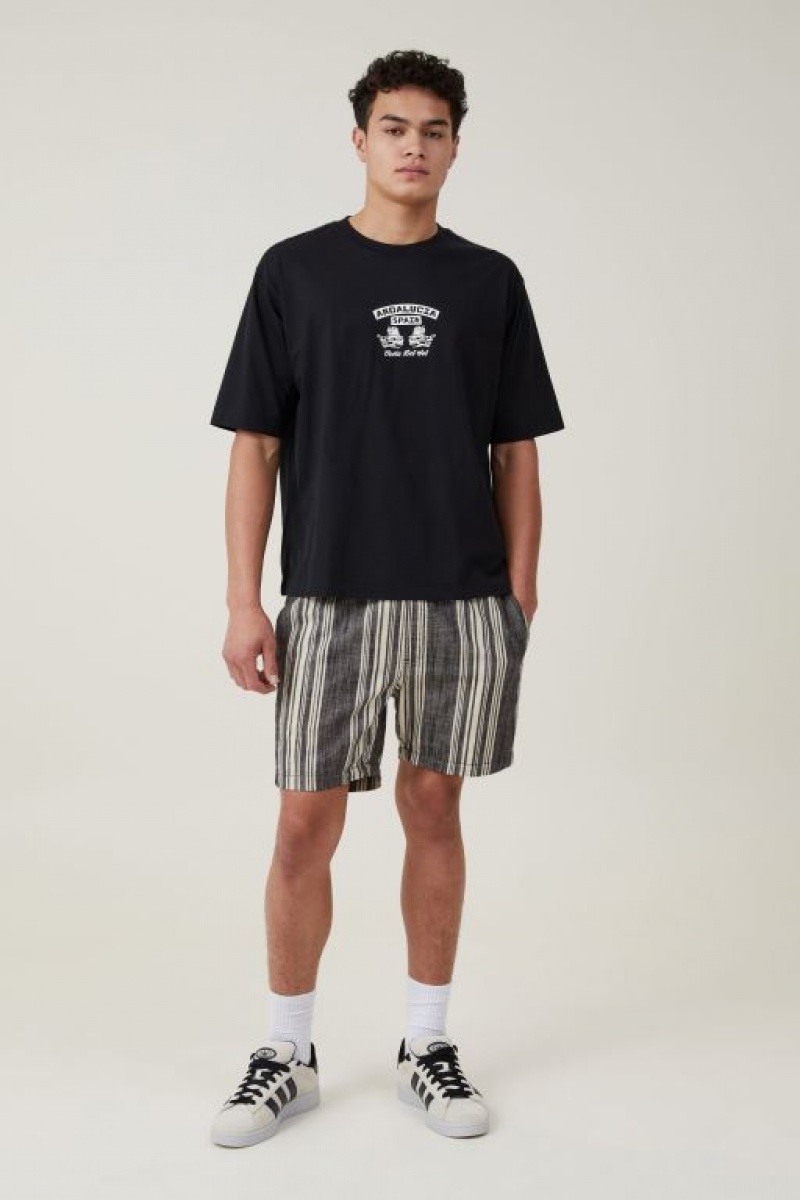 Camisetas Estampadas Cotton On Corta Fit Hombre Negras | rL9afUiMvhW