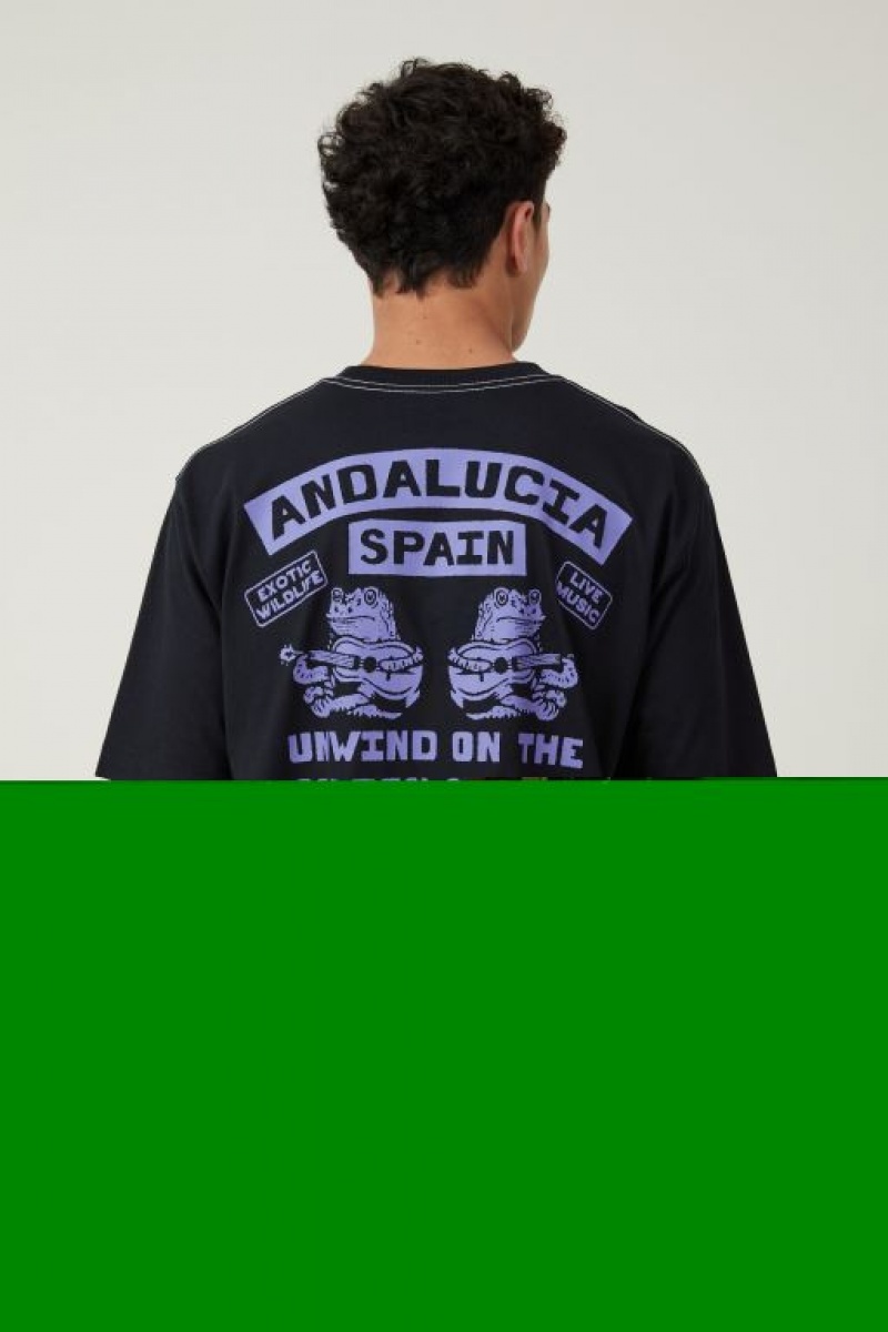 Camisetas Estampadas Cotton On Corta Fit Hombre Negras | rL9afUiMvhW