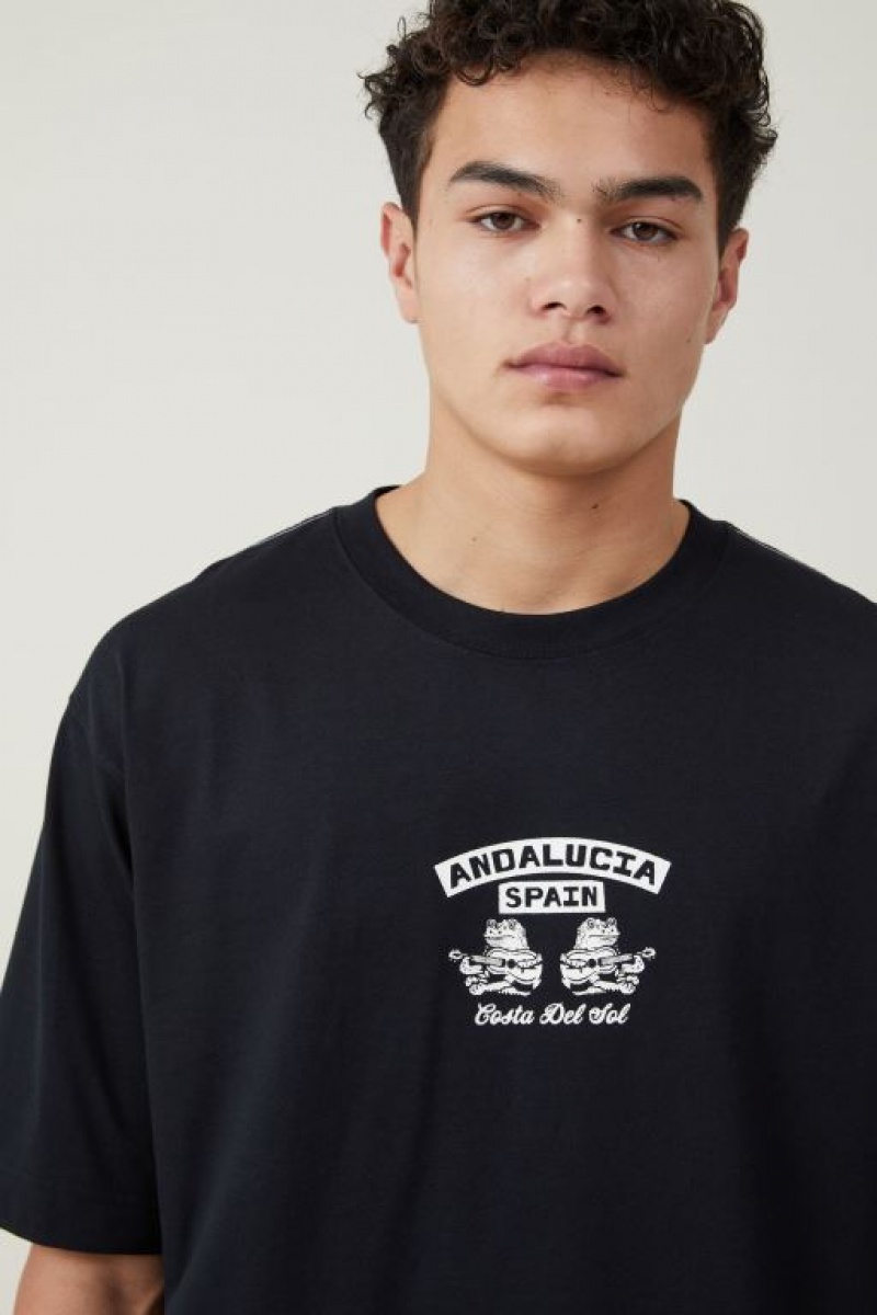 Camisetas Estampadas Cotton On Corta Fit Hombre Negras | rL9afUiMvhW
