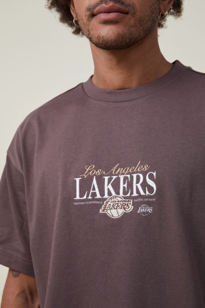 Camisetas Estampadas Cotton On Nba Box Fit Hombre Chocolate | 5Fk6Y2tkfTW