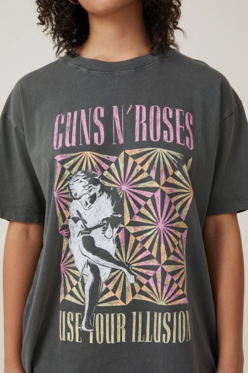 Camisetas Estampadas Cotton On The Oversized Guns N Roses Mujer Gris Oscuro | LPJ8EWHbpkj