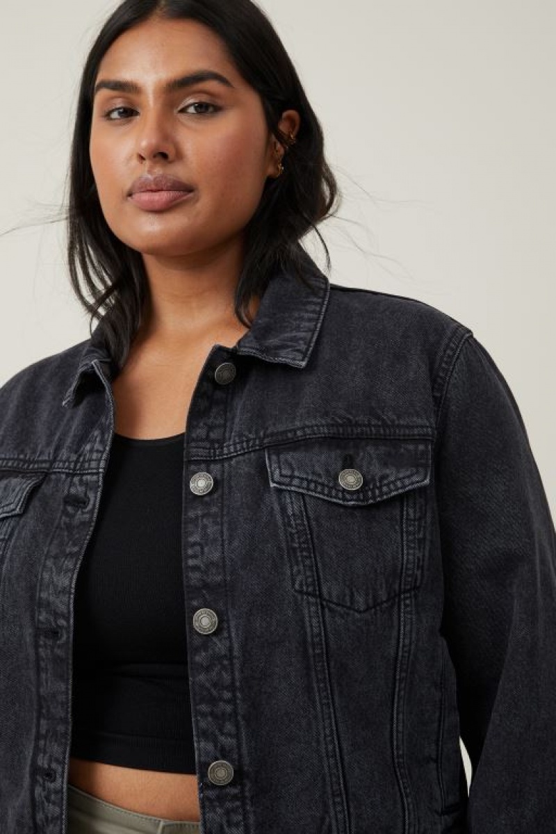 Chaquetas Cotton On Girlfriend Denim Mujer Gris Oscuro Negras | 98ONnT0Znsj
