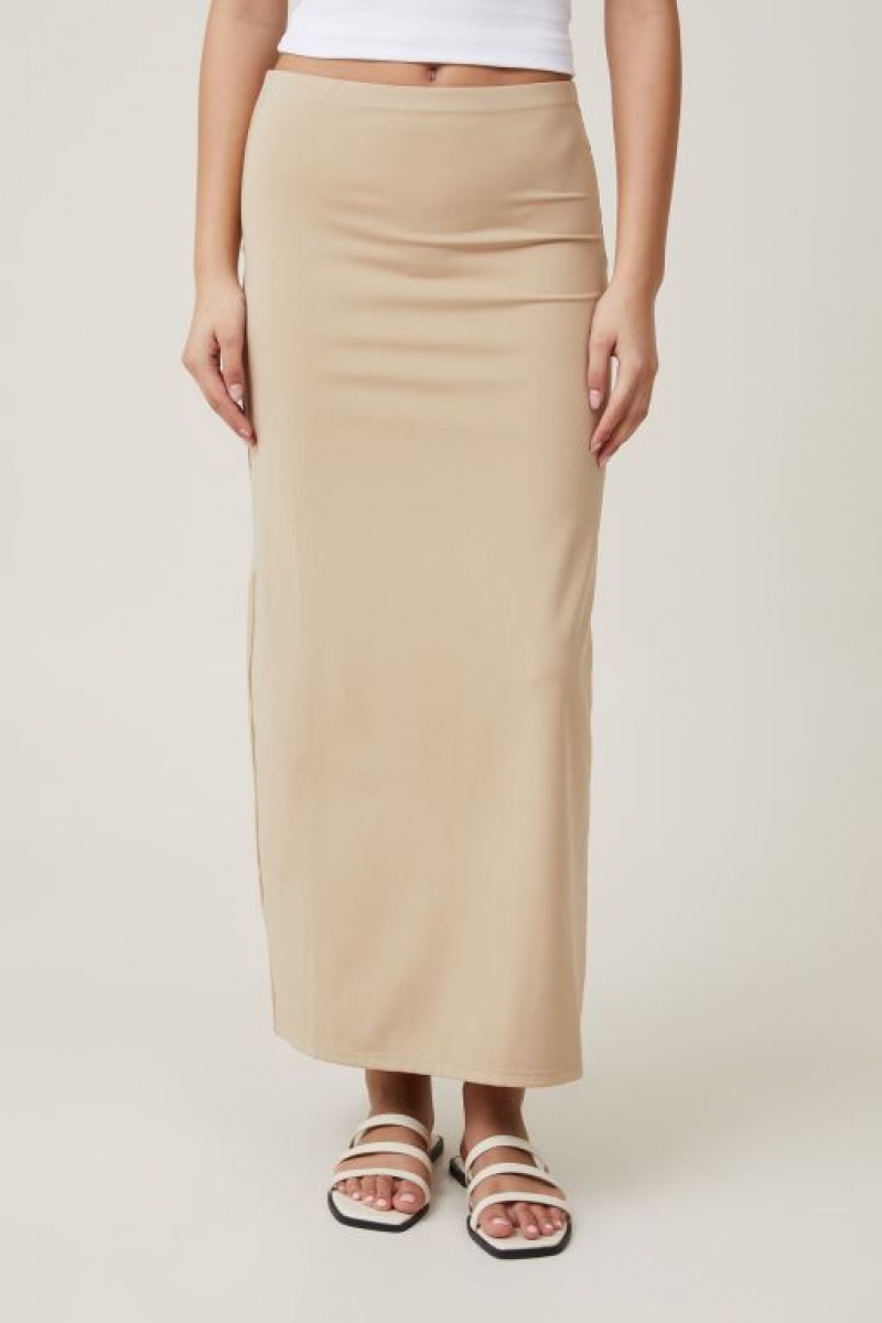 Falda Cotton On Ava Slip Maxi Mujer Beige Gris Marrones | upNMifYoSLw