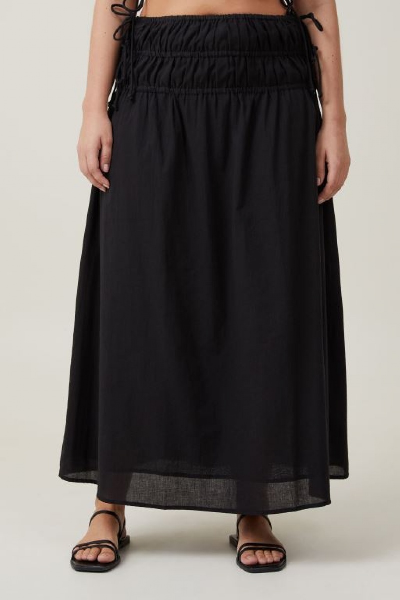 Falda Cotton On Lucy Shirred Maxi Mujer Negras | pZvI3sRJYo3