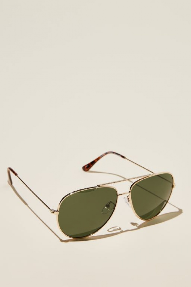 Gafas de Sol Cotton On Marshall Polarized Hombre Doradas Verde | UUbUSsN5wa6