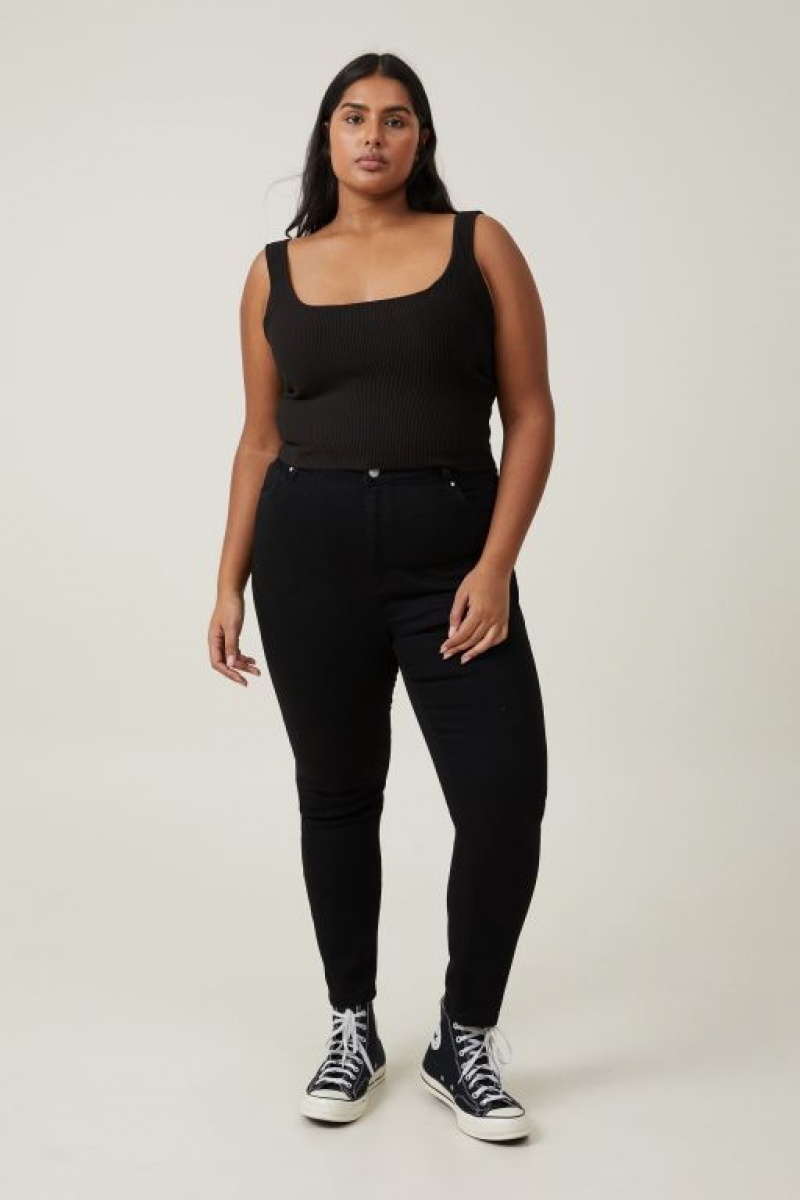 Jeans Cotton On Curvy High Stretch Flaco Mujer Negras | PaTQGdz1kLT