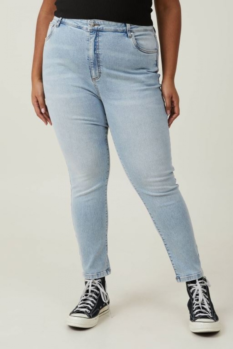 Jeans Cotton On Curvy High Stretch Flaco Mujer Azules | k3ljNpR4on7