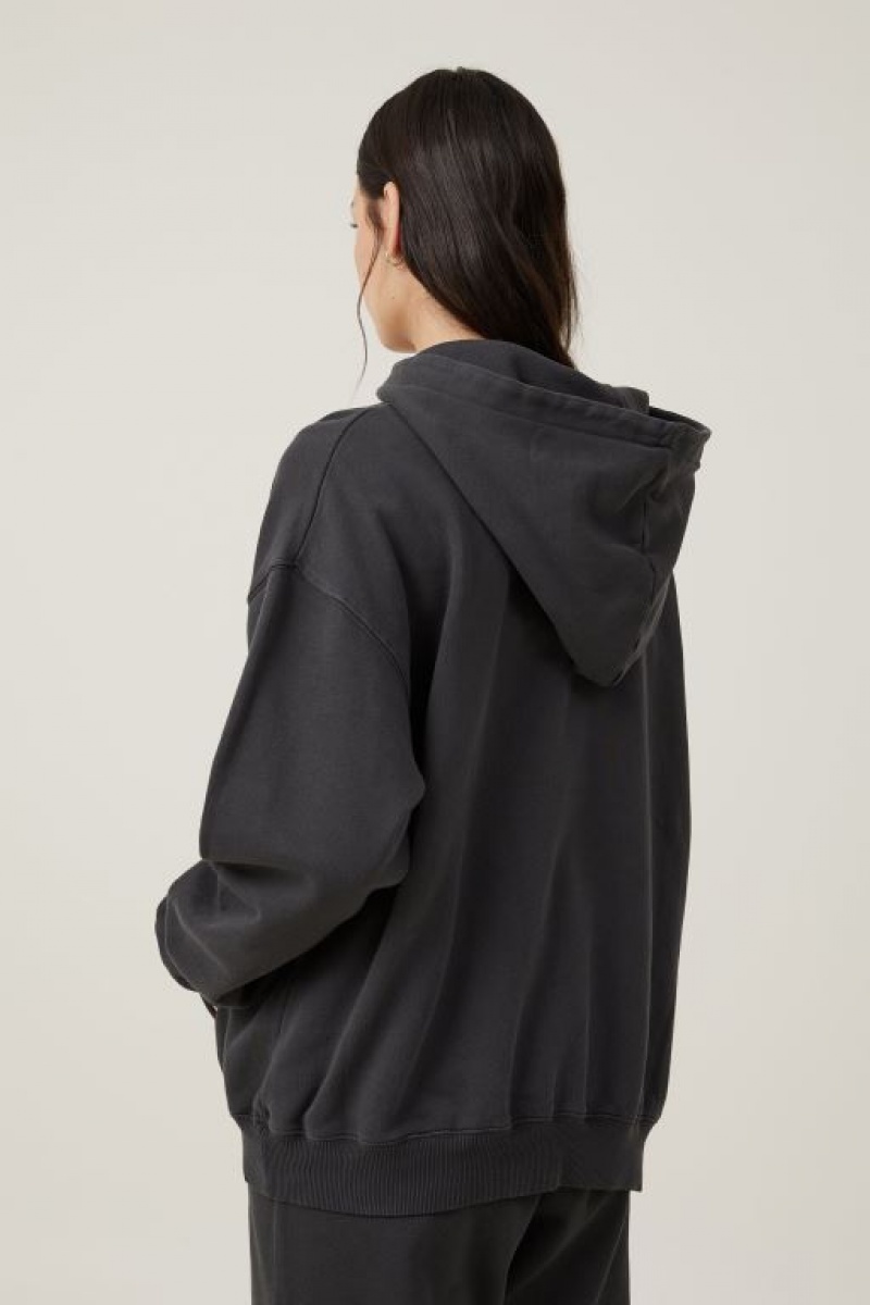 Jerséis Cotton On Classic Washed Hoodie Mujer Negras | uaAmd6OKu61