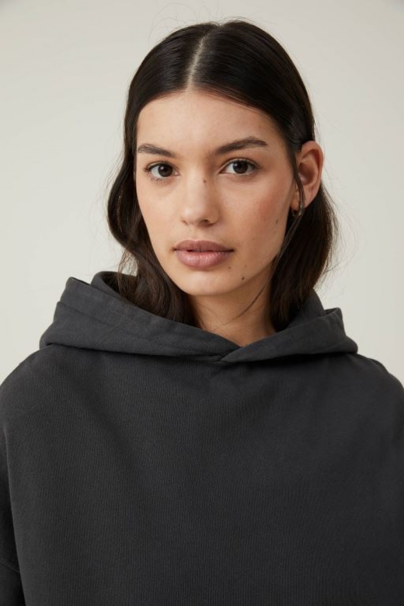 Jerséis Cotton On Classic Washed Hoodie Mujer Negras | uaAmd6OKu61