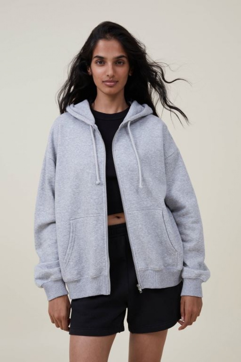 Jerséis Cotton On Classic Zip-Through Hoodie Mujer Gris | kbszXSKxPYg