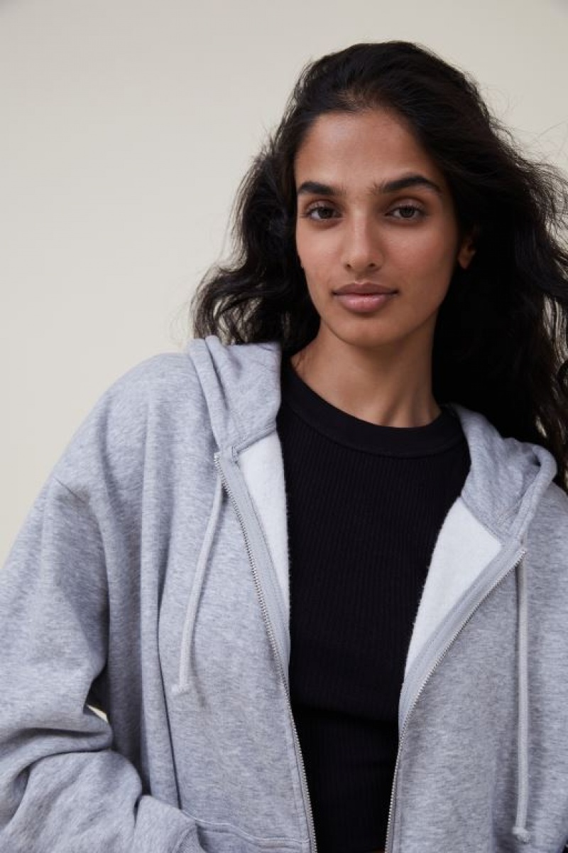 Jerséis Cotton On Classic Zip-Through Hoodie Mujer Gris | kbszXSKxPYg