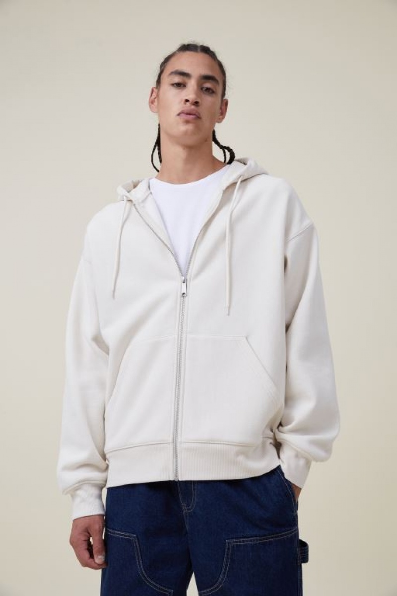 Jerséis Cotton On Oversized Zip Up Hoodie Hombre Ecru | uHaJ3WjI4lv