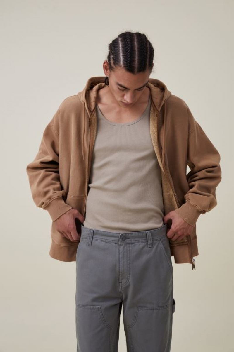 Jerséis Cotton On Oversized Zip Up Hoodie Hombre Burnt | u5EsEPBY2ZW