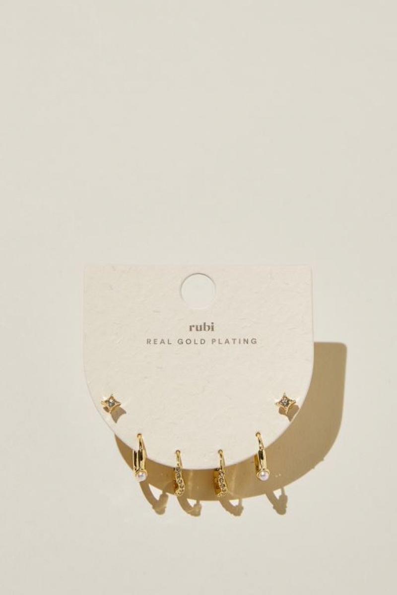 Joyería Cotton On 3Pk Small Earring Mujer Doradas | hi2mCd0OU3u