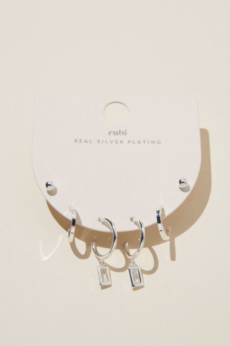 Joyería Cotton On 3Pk Small Earring Mujer Plateadas | LYpFf2IAC4R