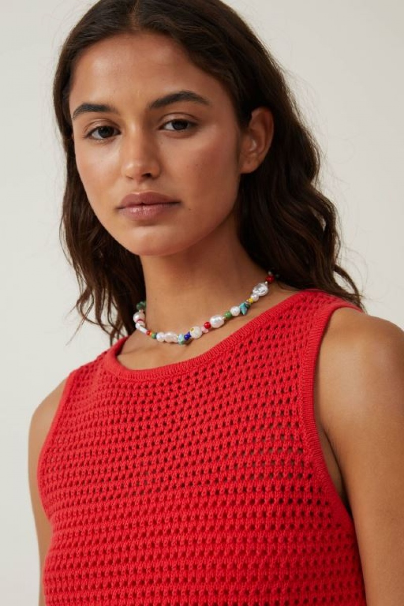 Mini Vestido Cotton On Corby Crochet Mujer Rojas | MTcPYI9sPQD