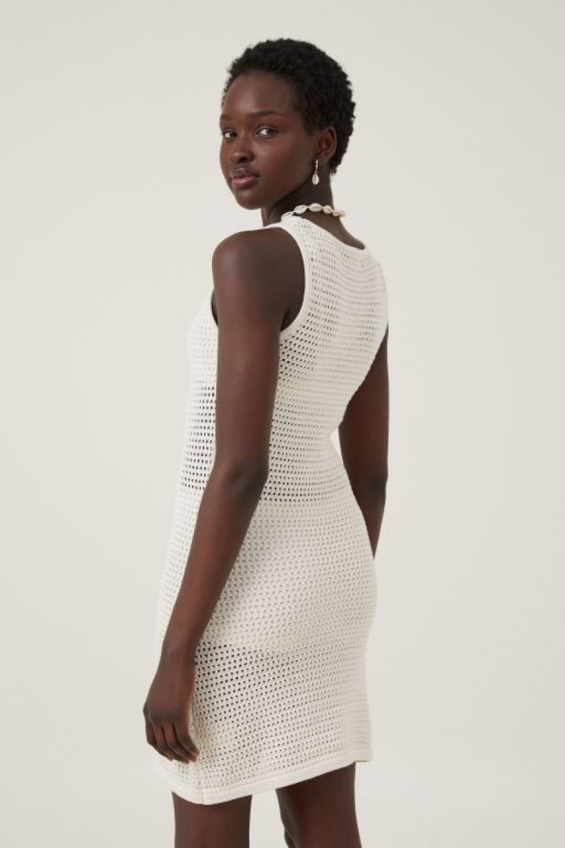 Mini Vestido Cotton On Corby Crochet Mujer Ecru | 76tiLYP0AwQ