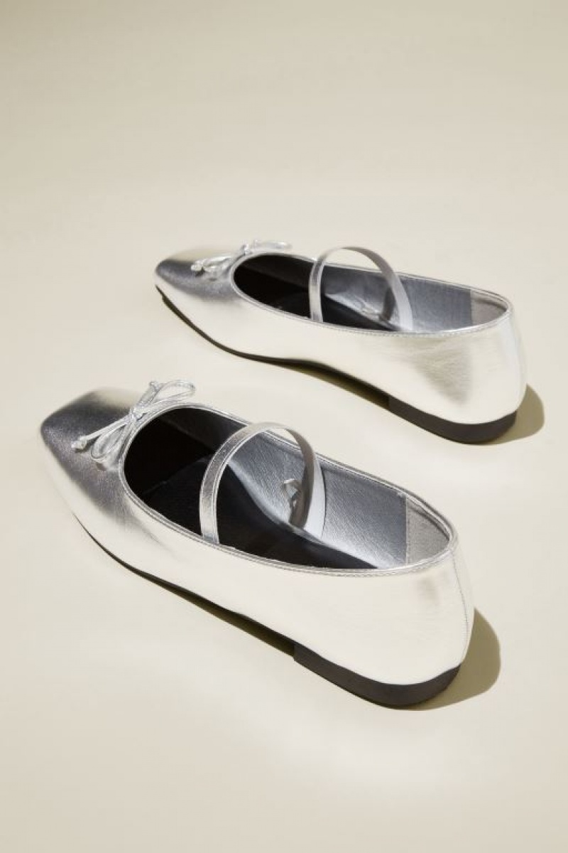 Mocasines Cotton On Gia Square Ballet Mujer Plateadas Metal | cuup4F0ipXT