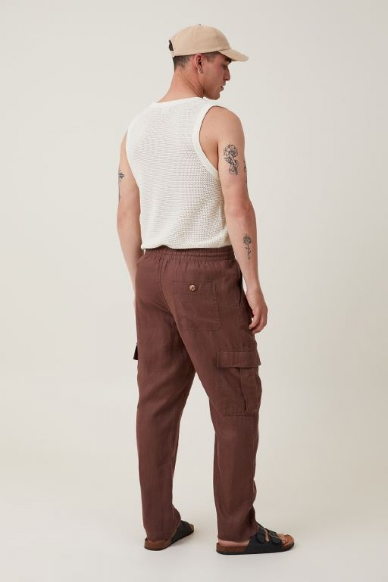 Pantalon Cotton On Cargo Linen Hombre Chocolate | dzUsIyDBHIY
