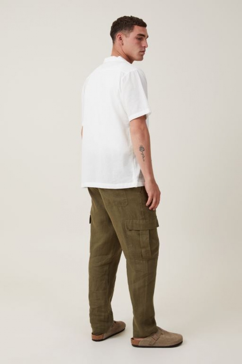 Pantalon Cotton On Cargo Linen Hombre Verde | NMLzqAiKqK0