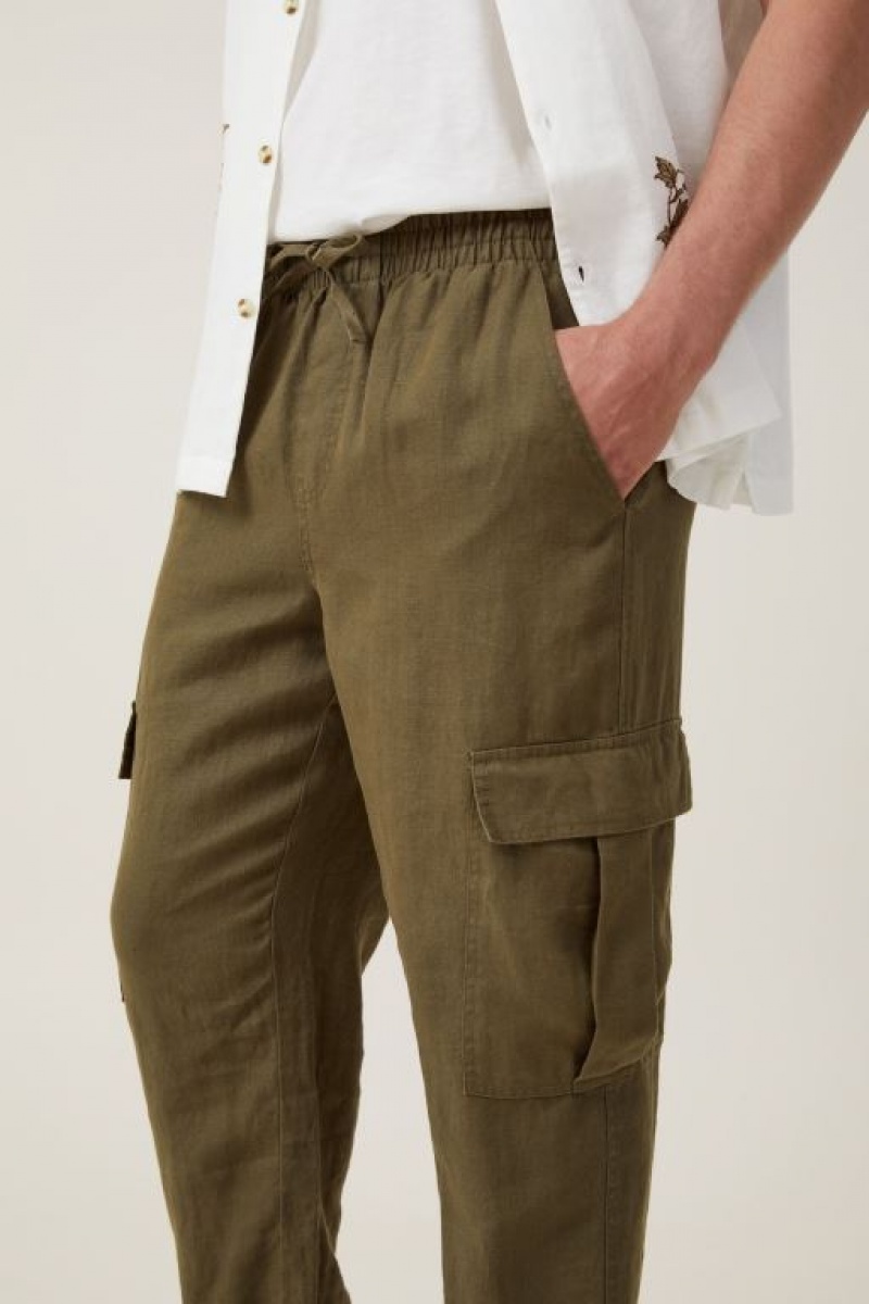 Pantalon Cotton On Cargo Linen Hombre Verde | NMLzqAiKqK0