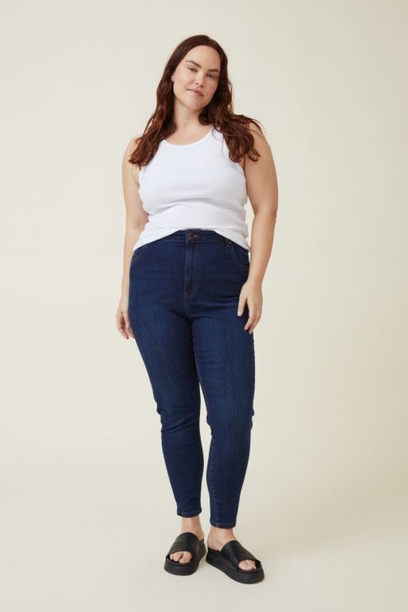 Pantalon Cotton On Curve Adriana High Crop Flaco Jean Mujer Azules Oscuro | Rha2ihCnrDJ