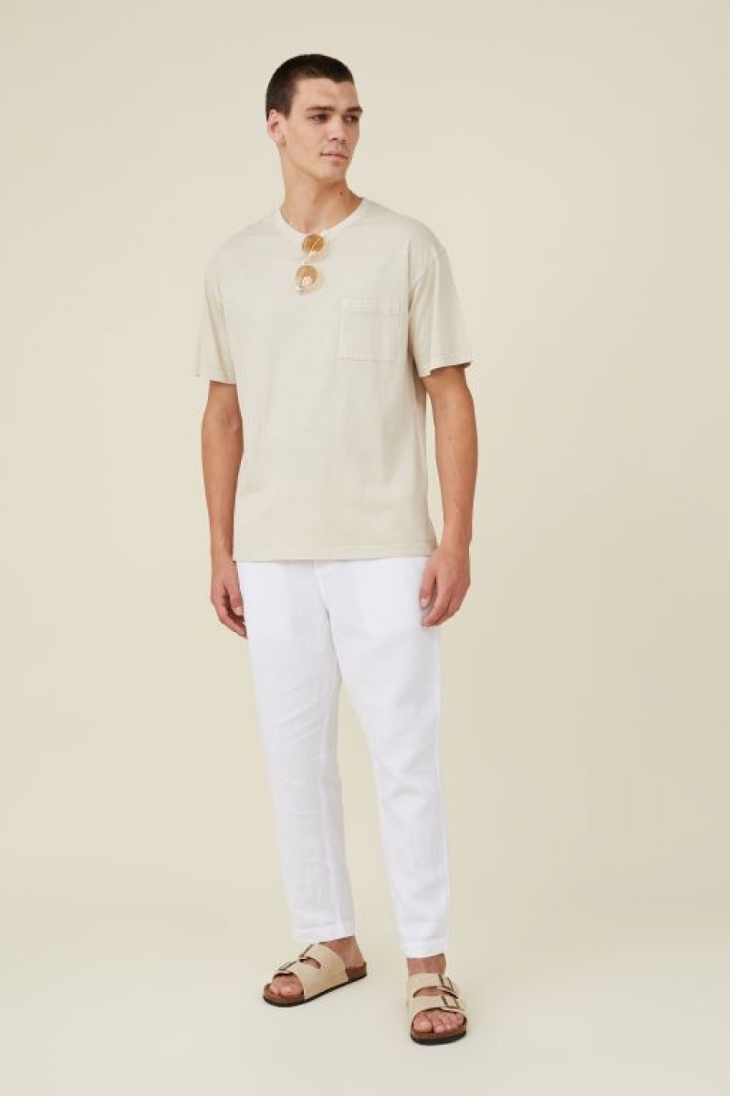 Pantalon Cotton On Linen Hombre Blancas | hdiZFApoUAI