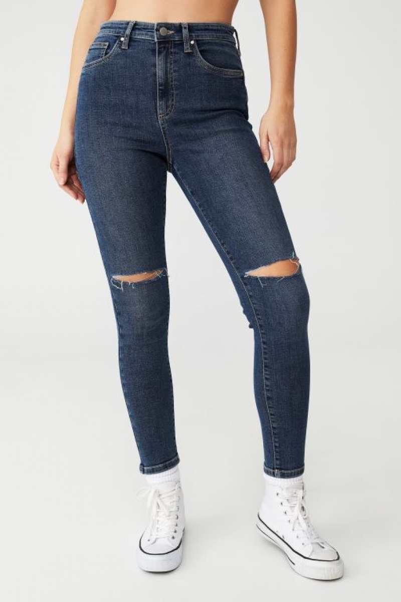 Pantalon Cotton On Luxe Flaco Jean Mujer Azules | suF110PR7FW