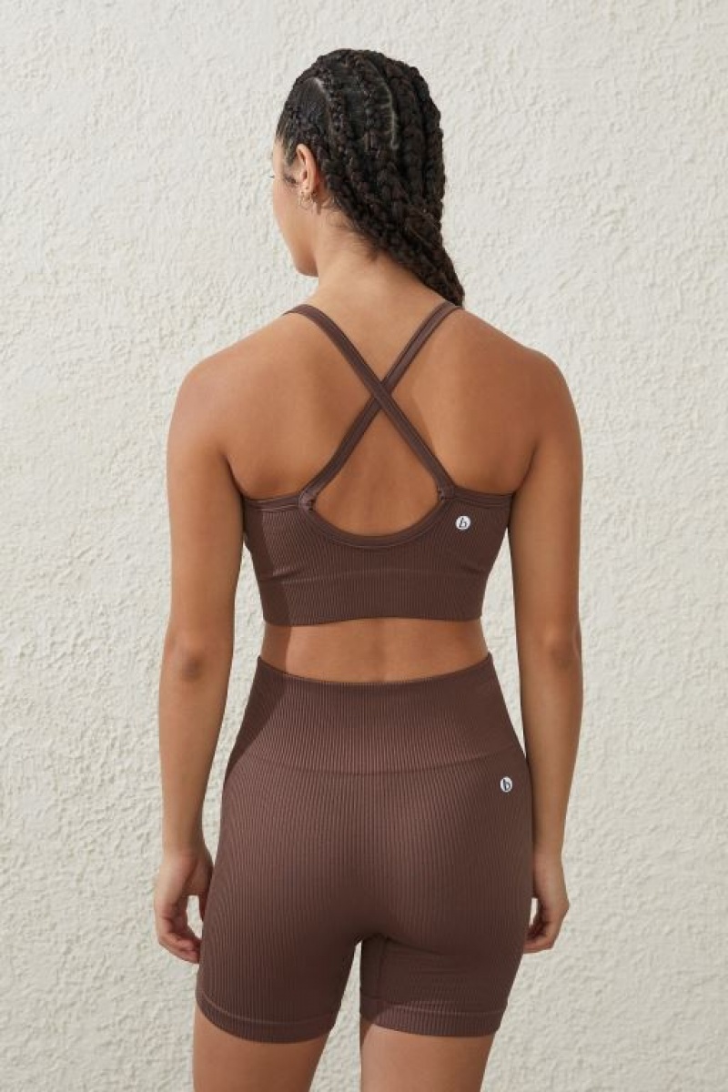Pantalones Cortos Ciclismo Cotton On Seamless Rib Mujer Gris Oscuro Marrones | CnV5Tc7J4g7