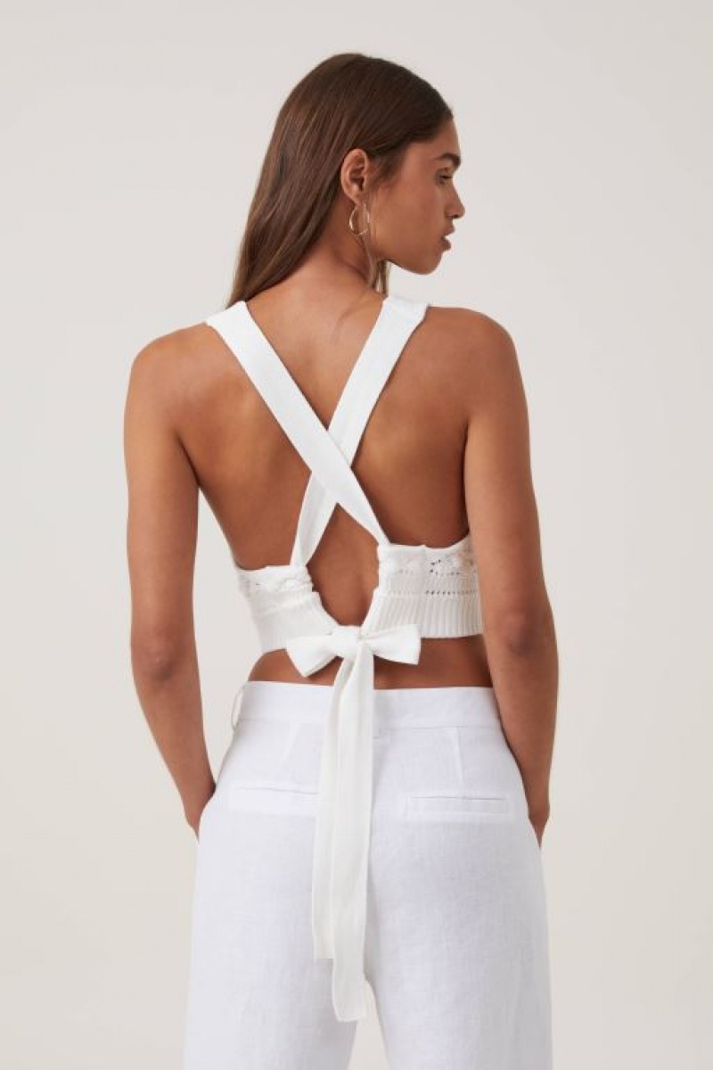 Prendas De Punto Cotton On Criss Cross Back Tank Mujer Blancas | kGeoSLpWt69