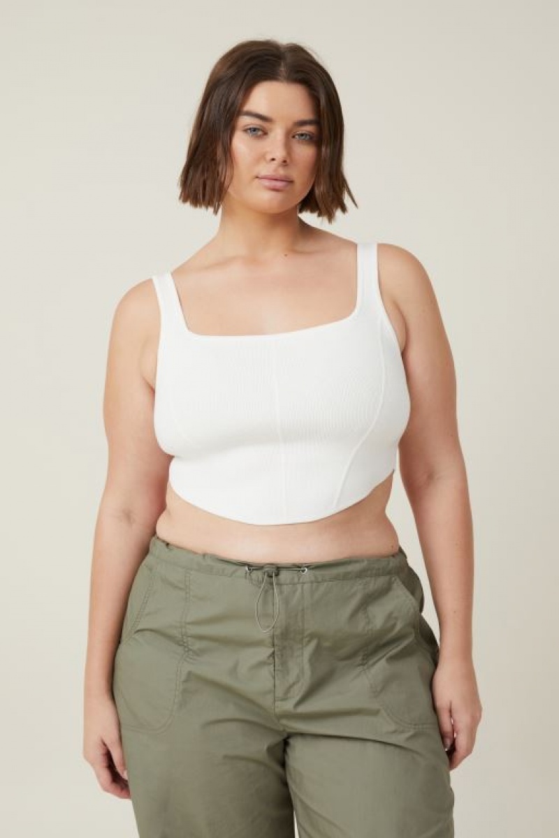 Prendas De Punto Cotton On Jacquard Corset Tank Mujer Blancas | oFUOO2OBPGf
