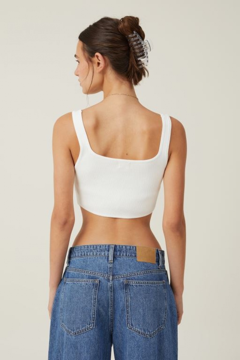 Prendas De Punto Cotton On Jacquard Corset Tank Mujer Blancas | oFUOO2OBPGf