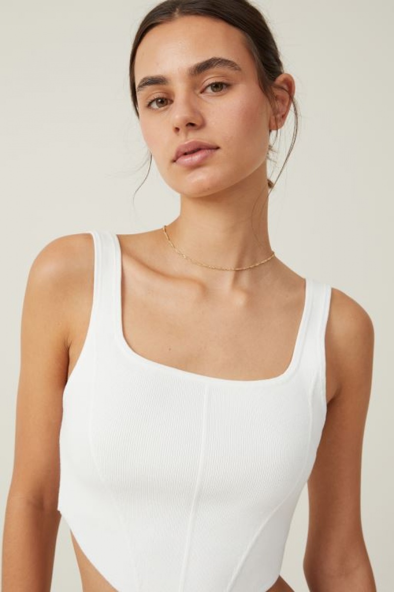 Prendas De Punto Cotton On Jacquard Corset Tank Mujer Blancas | oFUOO2OBPGf