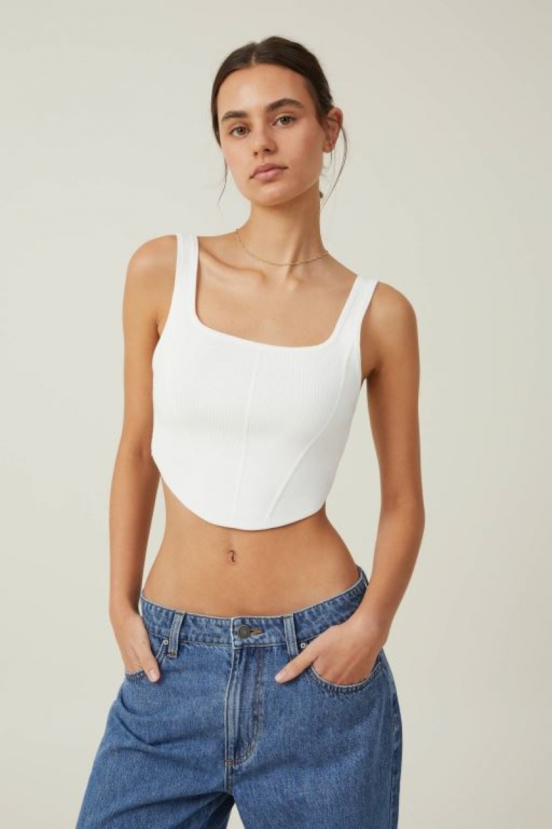 Prendas De Punto Cotton On Jacquard Corset Tank Mujer Blancas | oFUOO2OBPGf