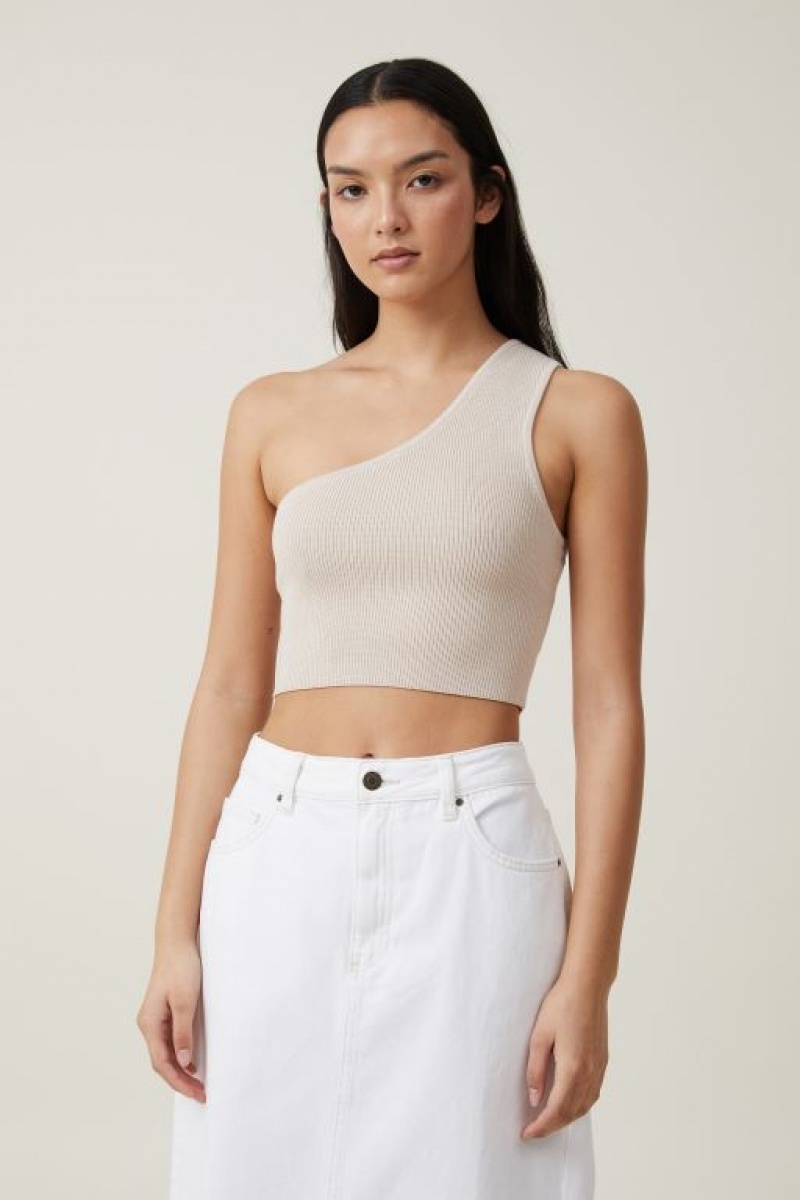 Prendas De Punto Cotton On Jacquard One Shoulder Tank Mujer Gris | agoVTWUGKz9